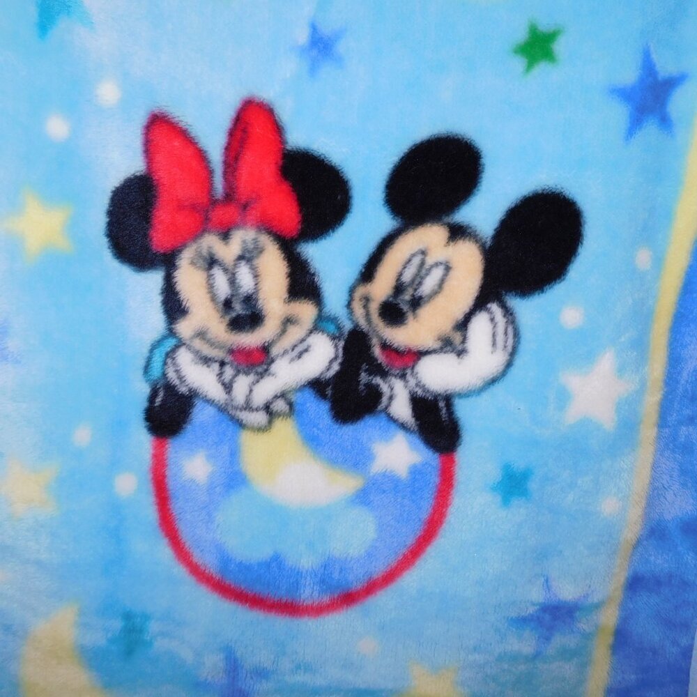 VTG Disney Mickey Mouse Minnie Star Moon Plush Fleece Baby Blanket 30 x 45 - Picture 2 of 6